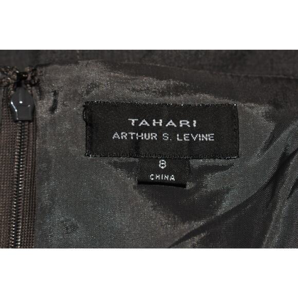 TAHARI ASL $129 Square Neck Knee Length Belted Sheath Dress Gray Size 8‎ - Picture 3 of 3